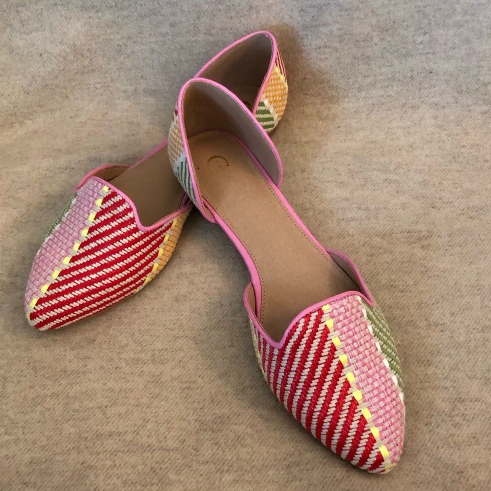 C Est 1945 Open Side Multi Colored Flats Size 9